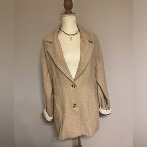 Beige and Cream Sweater Coat sz L